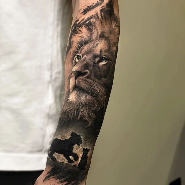 Realism Lion, Animal tattoo on Full Sleeve