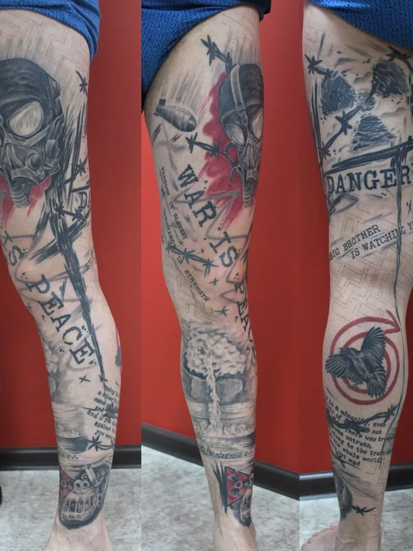 color trash polka татуировка на full leg #58819 | Тату мастер Кузнецов Сергей