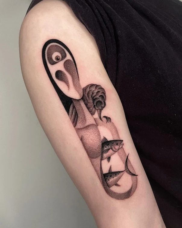 Illustrative Fish, Abstract tattoo on Forearm