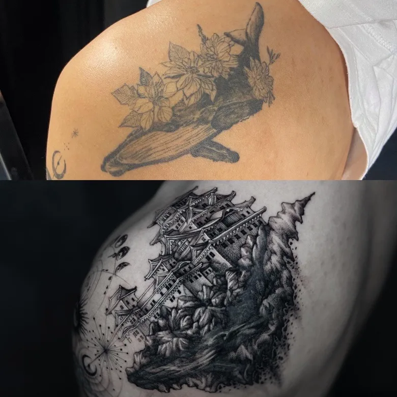 Coverup tattoo done by Park tattooer