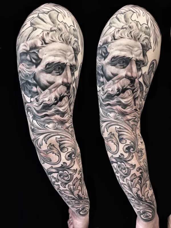 black and grey realism tatuaje en full sleeve #59284 | Tatuador Евгения Низамова tattoojeneva