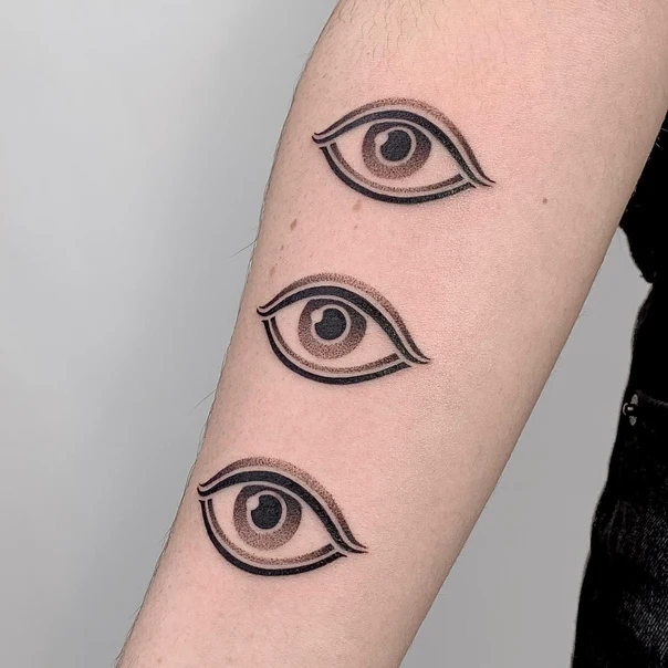 Linework Eye tattoo on Forearm