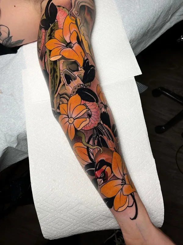 color japanese tattoo on full sleeve #59366 | Tattoo Artist Jon Coimbra