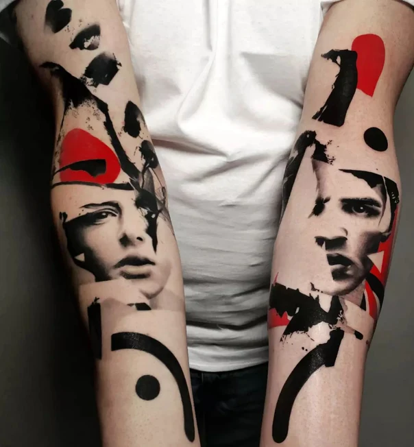 Abstract Portrait, Geometric tattoo on Full Sleeve