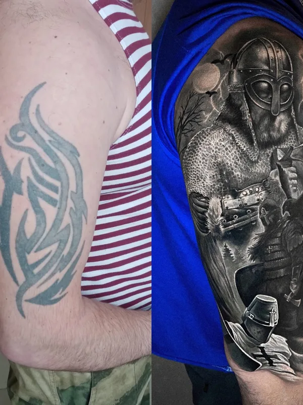 male black and grey realism 타투 부위 full sleeve #73293 | 타투이스트 Поздеев Федор