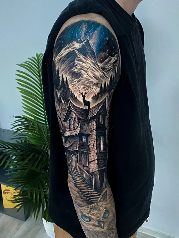 black and grey realism 타투 부위 full sleeve #73290 | 타투이스트 Поздеев Федор