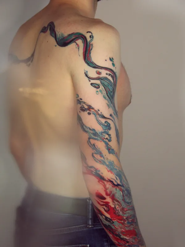 male color abstract 纹身 在 full sleeve #73511 | 纹身师 Алина Лоткова