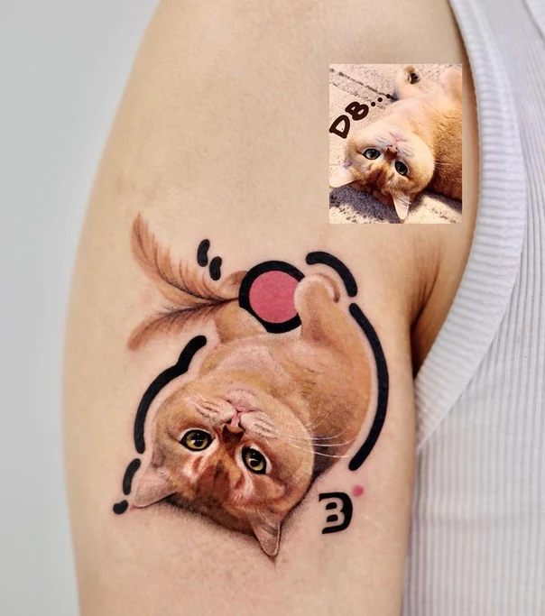 Realism Cat tattoo on Bicep
