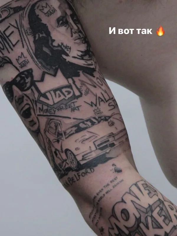 male black and grey sketch tatouage sur forearm #73548 | Artiste tatoueur Галата Дмитрий
