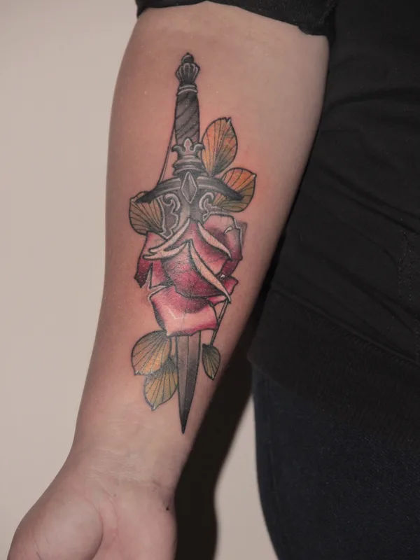 color neo traditional tatouage sur forearm #73554 | Artiste tatoueur Галата Дмитрий