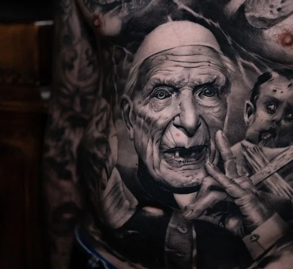 male black and grey realism 纹身 在 chest #73694 | 纹身师 Artem Yosh