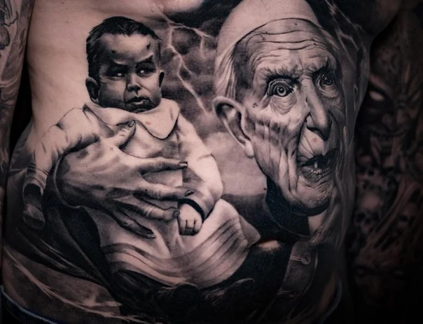 Реализм Portrait, Baby tattoo на Грудь