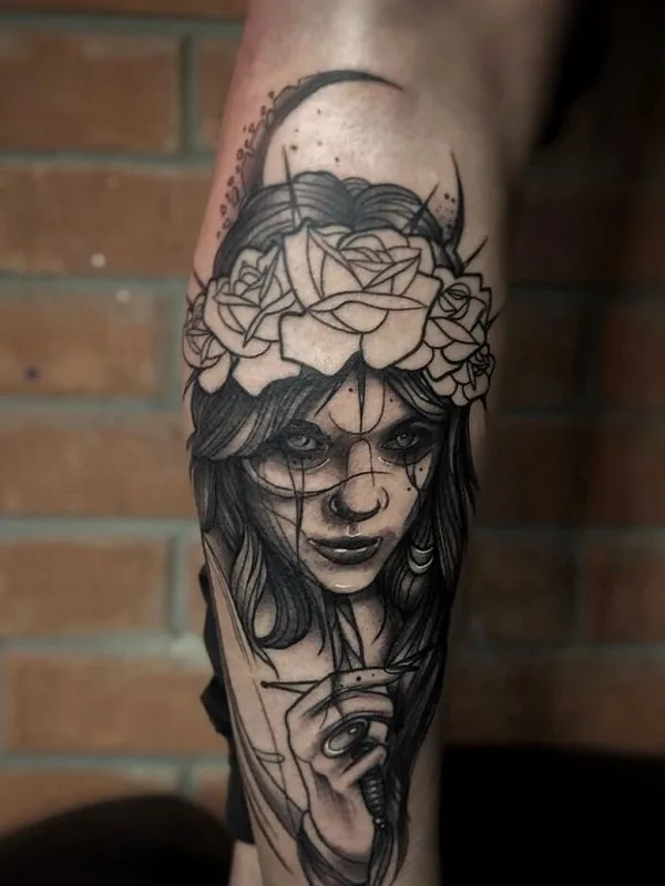 female black and grey black and grey Tatuaggio su forearm #73776 | Tatuatore Алексей Вакулов