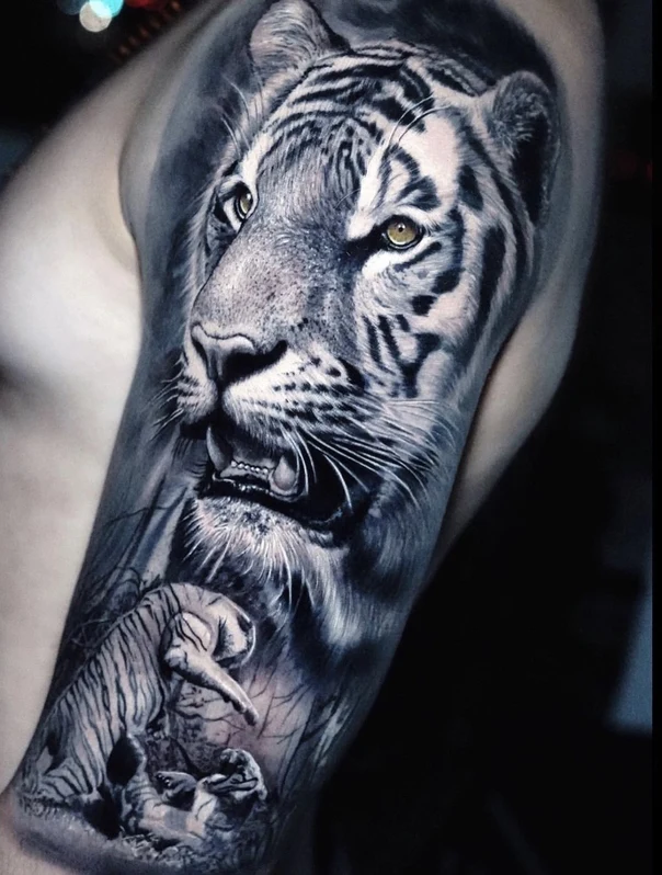 Realism Tiger tattoo on Full Sleeve