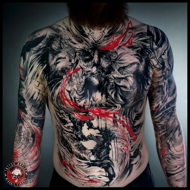 Абстрактная Abstract tattoo на Грудь