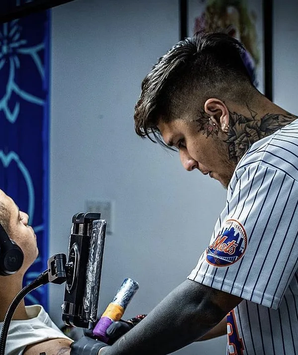 male black blackwork tattoo on neck #73992 | Tattoo Artist Hony Casar