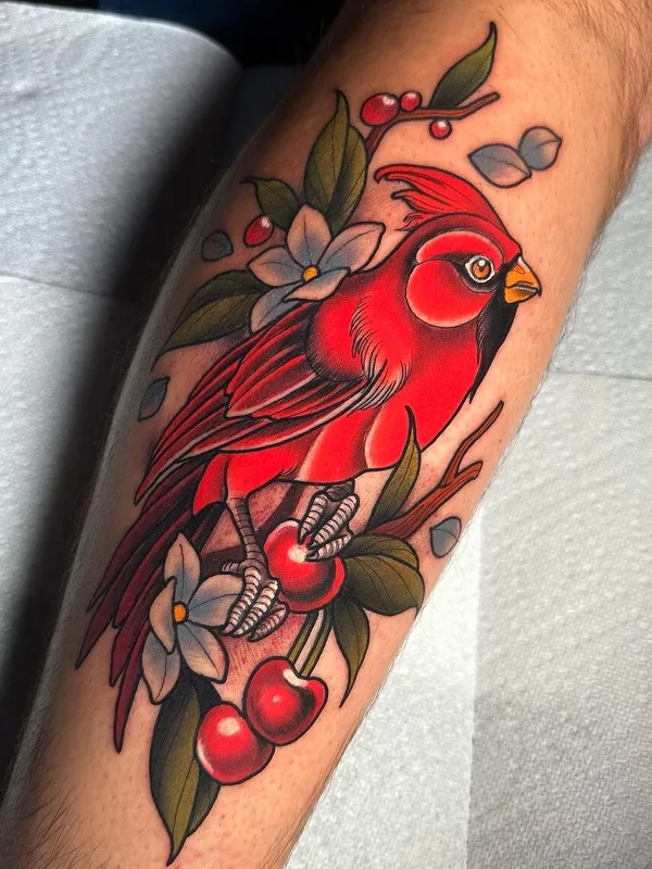 color neo traditional tatuaje en calf #74020 | Tatuador Jess Longfield