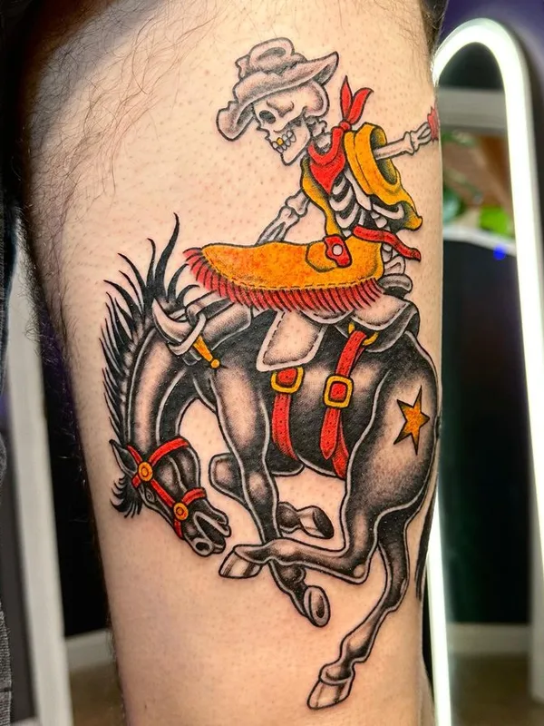 color traditional tattoo on calf #74028 | Tattoo Artist Abby SR
