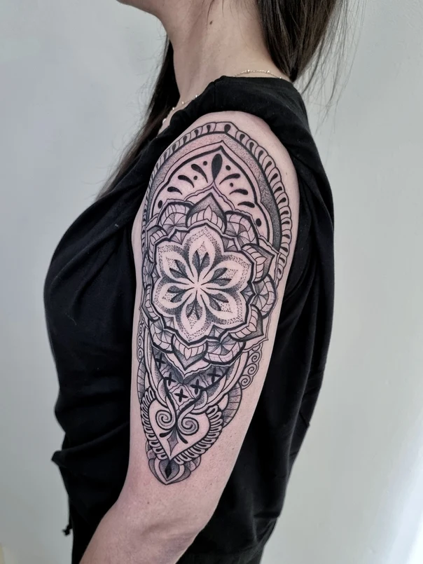 Mandala Mandala, Floral tattoo on Upper Arm