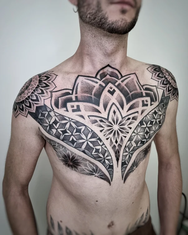 Geometric Mandala, Geometric tattoo on Chest