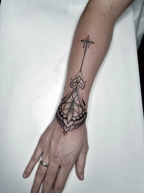black ornamental tattoo on wrist #74131 | Tattoo Artist Sharin Tattoo