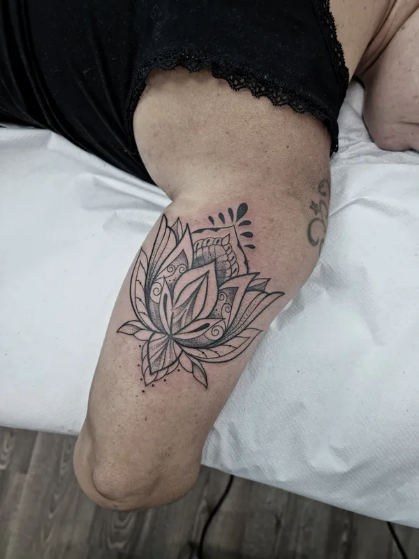 female black and grey mandala tattoo on forearm #74135 | Tattoo Artist Sharin Tattoo