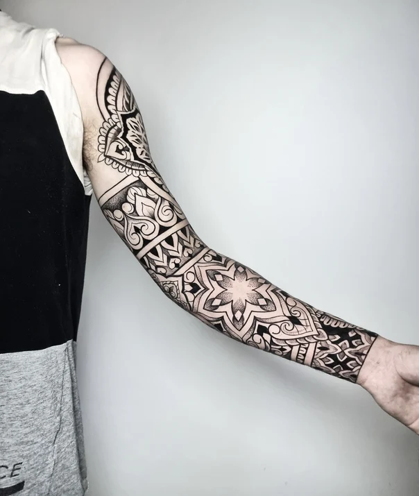Ornamental Mandala, Geometric tattoo on Full Sleeve