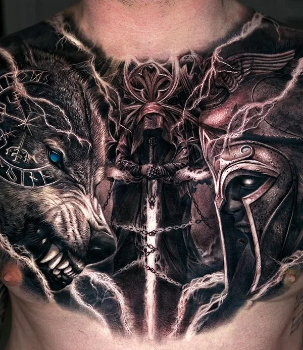 male black and grey realism tattoo on chest #74195 | Tattoo Artist Sumok Kim