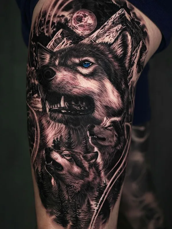 black and grey realism tattoo on thigh #74192 | Tattoo Artist Sumok Kim