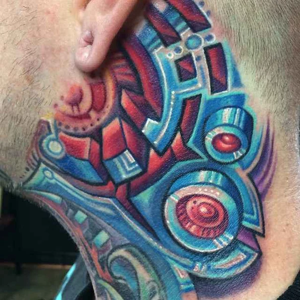 Abstract tattoo on Neck