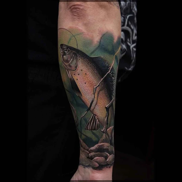Реализм Fish, Nature tattoo на Предплечье