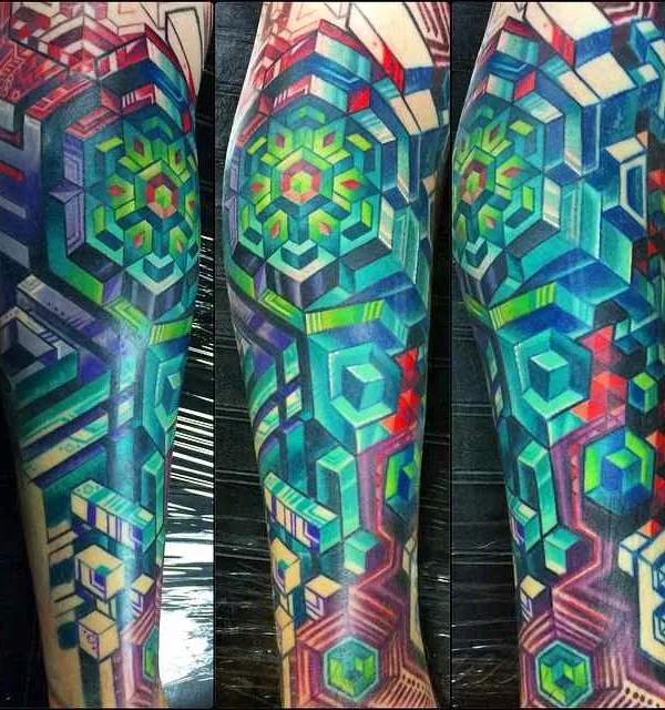 color geometric 타투 부위 full sleeve #4477 | 타투이스트 Mike Cole