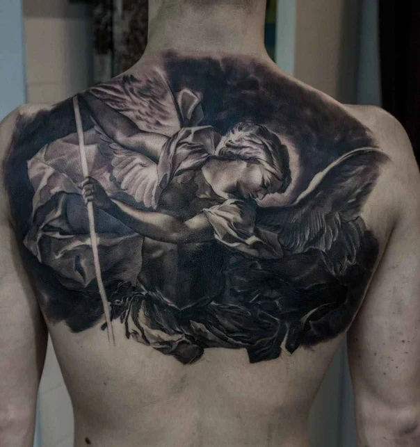 Реализм Angel tattoo на Спина (полная)