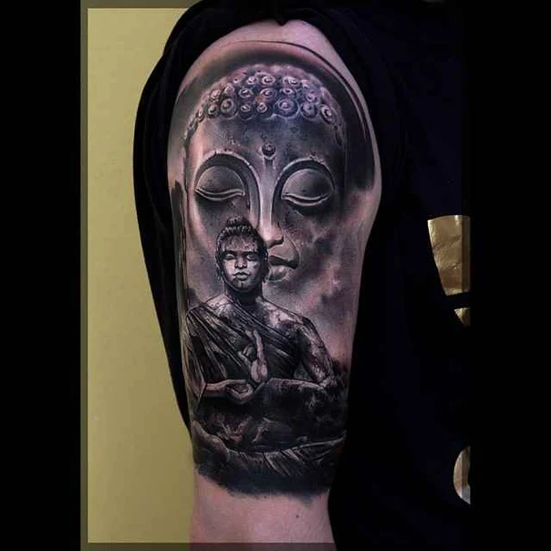 Realism Buddha tattoo on Full Sleeve