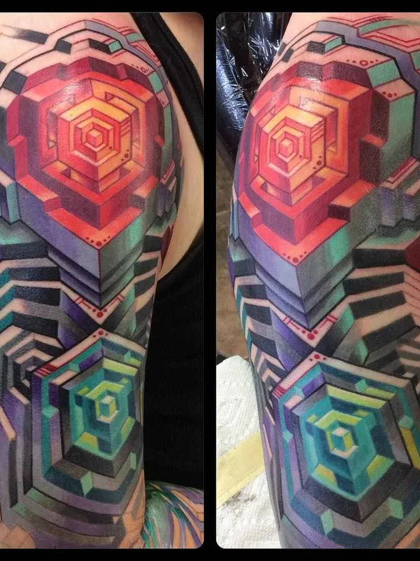 color geometric 타투 부위 full sleeve #4482 | 타투이스트 Mike Cole
