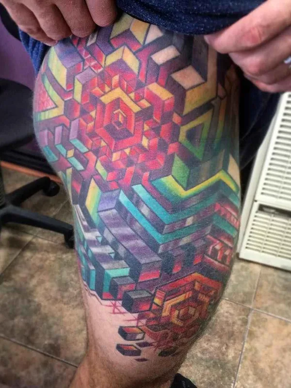 color geometric 타투 부위 thigh #4481 | 타투이스트 Mike Cole