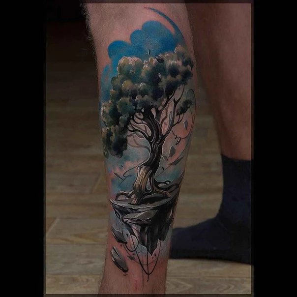 Иллюстративная Tree, Landscape tattoo на Икра