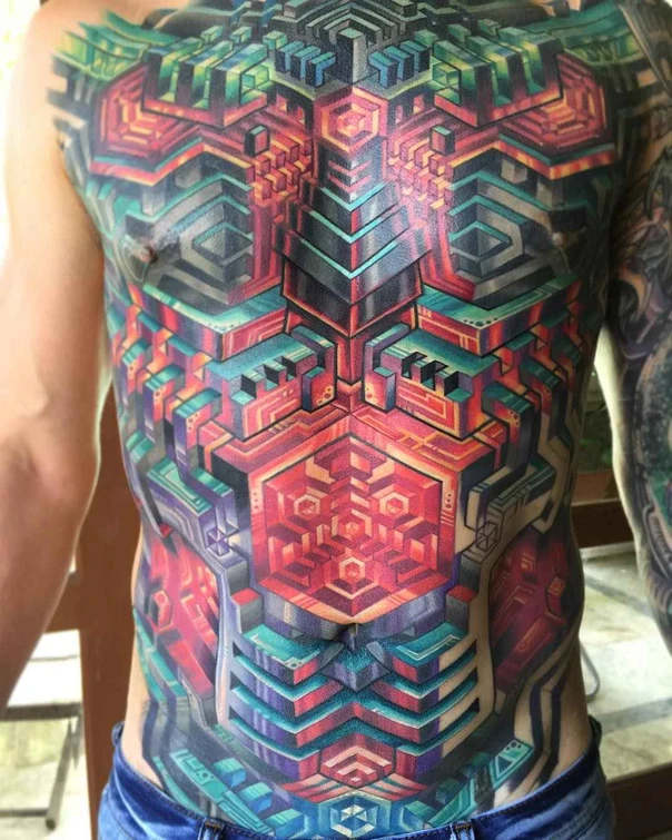 Geometric Geometric, Abstract tattoo on Chest