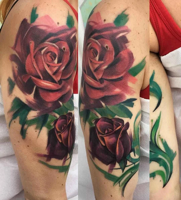 Realism Rose tattoo on Upper Arm