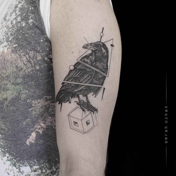 Geometric Raven, Geometric tattoo on Forearm