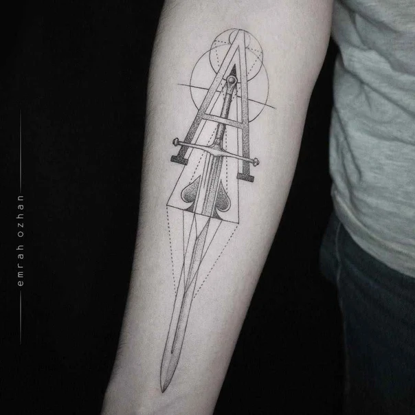 Geometric Sword, Geometric tattoo on Forearm