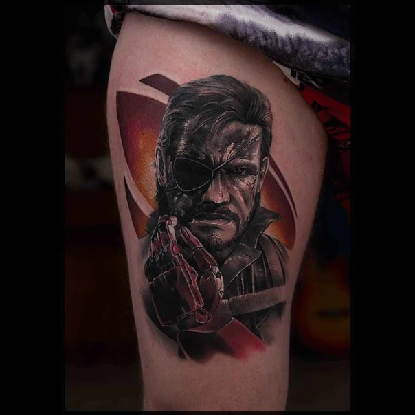 Реализм Portrait, Biomechanical tattoo на Thigh