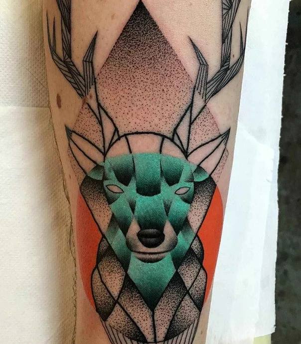Geometric Deer, Geometric tattoo on Forearm