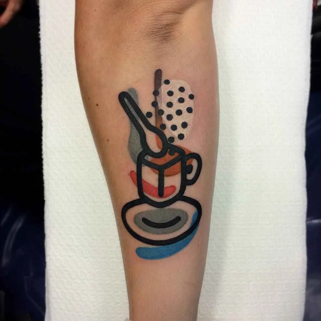 Tattoo artist Mattia MAMBO Calvi color abstract minimalism design tattoo