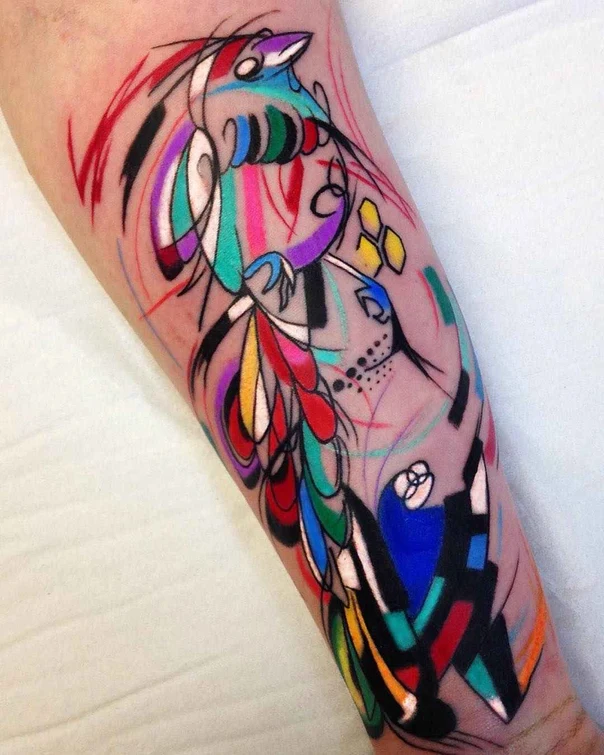 Abstract Bird tattoo on Forearm