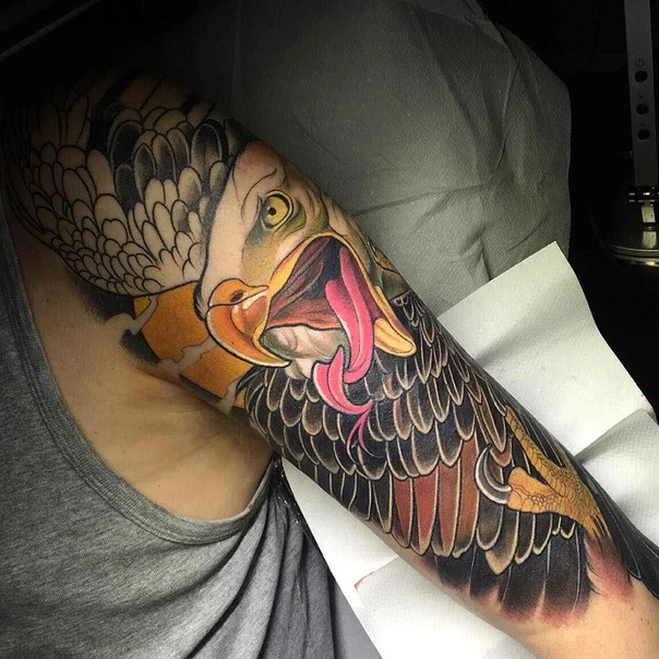 Japanese Eagle tattoo on Full Sleeve