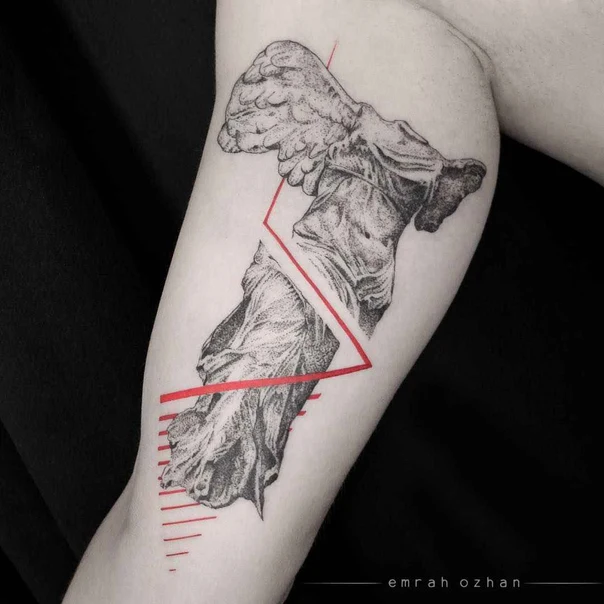 Black & Grey Angel, Geometric tattoo on Forearm