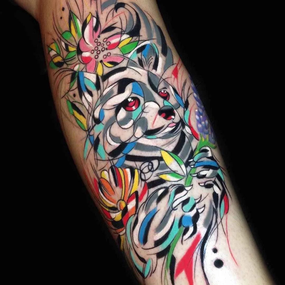 Artista del tatuaggio Sebastian Barone, tatuaggi colorati astratti cubisti, spazio e animali in acquerello | Тату-мастер Sebastian Barone цветные абстрактные татуировки, кубизм, акварель