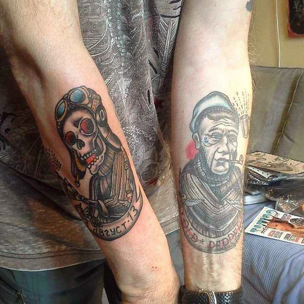 Традиционная Skull, Portrait tattoo на Предплечье