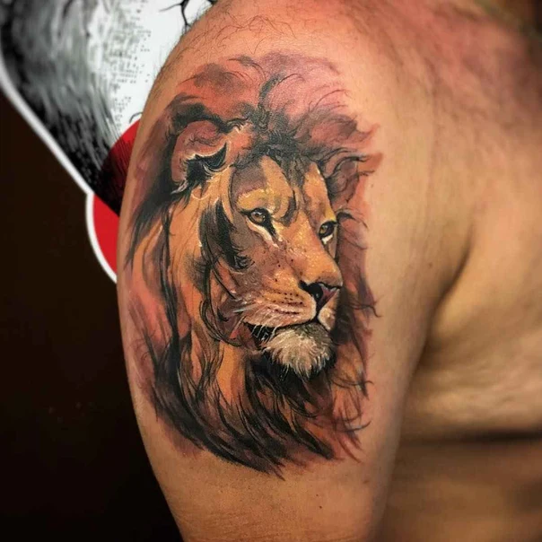 Realism Lion tattoo on Shoulder